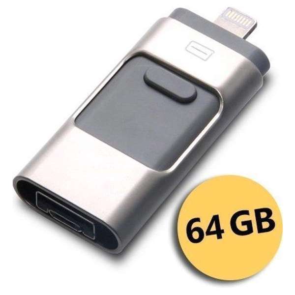 3 in 1 Flash Drive - Zilverkleurig - 64 GB