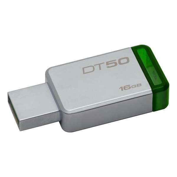 Kingston Technology DataTraveler 50 16GB USB 3.0 (3.1 Gen 1) USB-Type-A-aansluiting Groen, Zilver USB flash drive