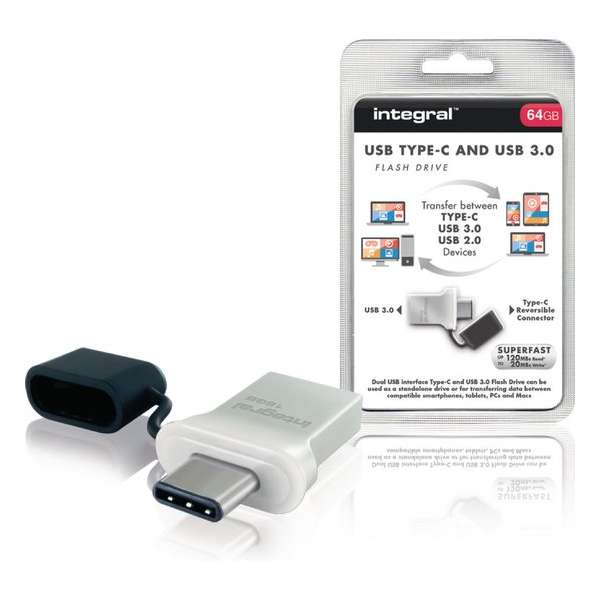 Integral Fusion Type-C and USB 3.0 Flash Drive 64GB