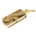 Stijlvolle USB Stick Ketting / Sleutelhanger 16 GB - Goud met Diamanten