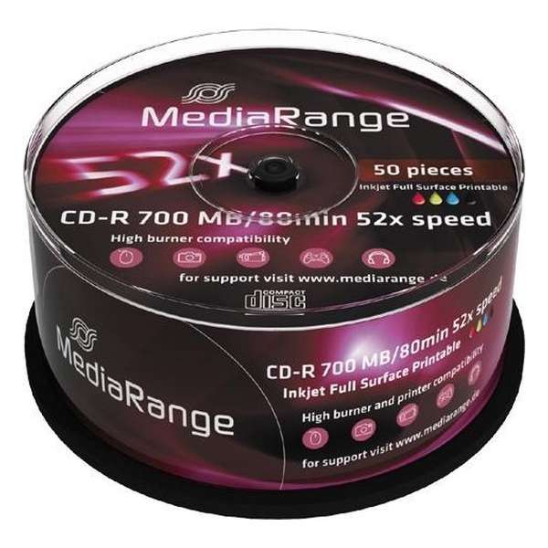 MediaRange CD-R 700MB/80min Printable 52x Cake 50