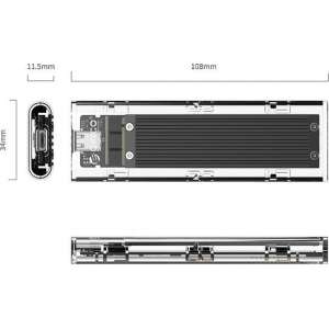 Orico NVMe M.2 SSD behuizing 10Gbps - Transparant - Zwart aluminium