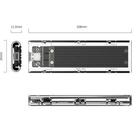 Orico NVMe M.2 SSD behuizing 10Gbps - Transparant - Zwart aluminium