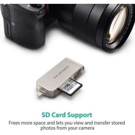 RP-IM004 RAVPower iPhone Flash Drive 64 GB 2 in 1 met SD-kaartlezer