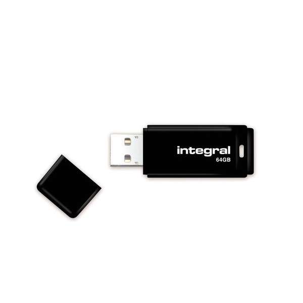 Integral USB-sticks 64GB Black USB Flash Drive, USB2.0, 10.1g