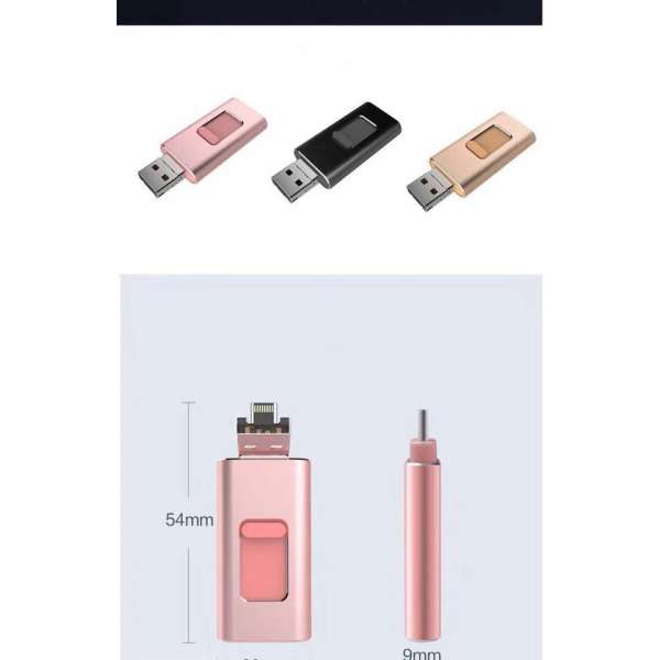 P.C.K. OTG Flash Drive voor iPhone/iPad/iPod, Android en PC - USB-stick - 128 GB ROSE GOUD