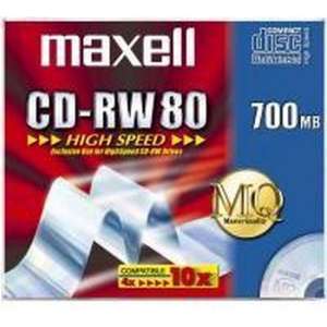 Maxell CD-RW 700MB 80Min 1-10x HighSpeed JC 10pk 10 stuk(s)