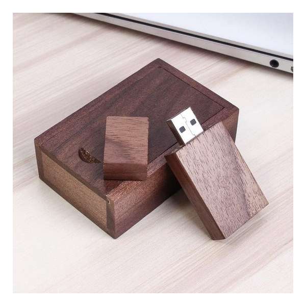 Walnoot rechthoek hout usb stick in hout doos 32GB