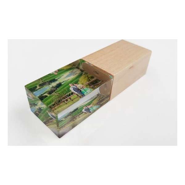 Glas hout usb stick 3D bedrukken met naam of foto 16GB