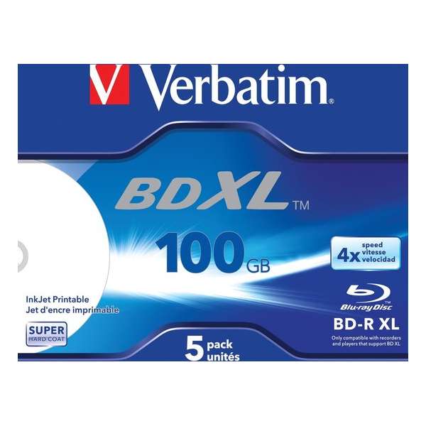 Bluray Verbatim 100GB 5pcs BD-R JC Printable