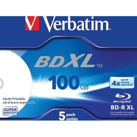 Bluray Verbatim 100GB 5pcs BD-R JC Printable