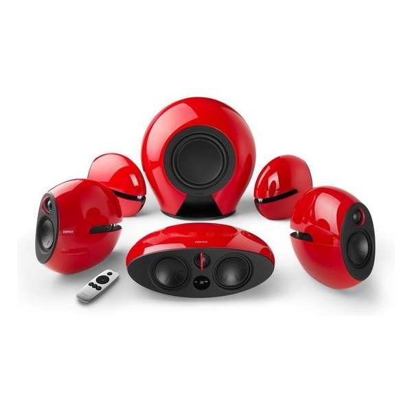 5.1 RMS 400W High-End surround luidsprekersysteem 3 5mm Aux 3x Optisch inclusief IR afstandsbediening Red