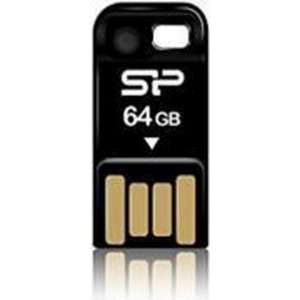 USB-Stick 64GB Silicon Power USB 2.0 COB T02 zwart/Magnet