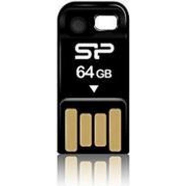 USB-Stick 64GB Silicon Power USB 2.0 COB T02 zwart/Magnet