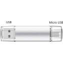 Dubbele Aansluiting USB Stick 64GB | USB + Micro USB Stick (Silver)