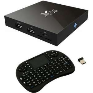 X96 Android Media TV Box Ultra HD 4K S905X Kodi 17.1 Android 6.0 - 1GB 8GB + GRATIS Rii i8 Zwart draadloos toetsenbord