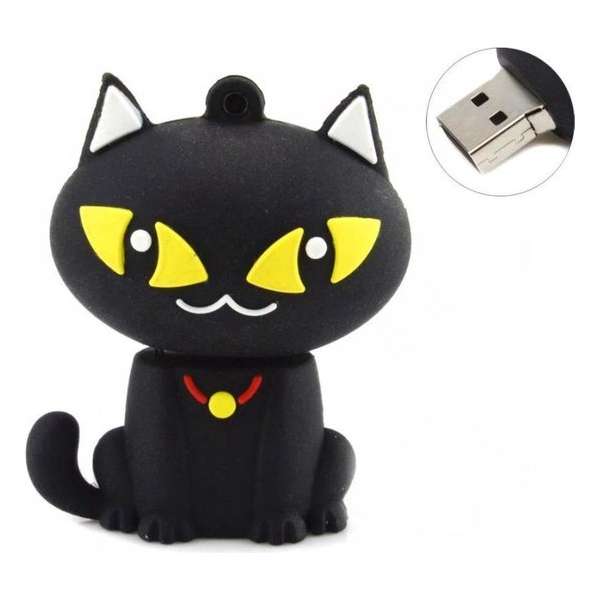 Ulticool USB-stick Kat Poes Grote Ogen - 8 GB - Zwart Geel