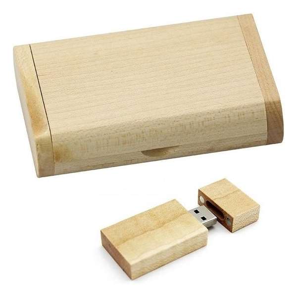Rechthoek hout usb stick in hout doos 8GB
