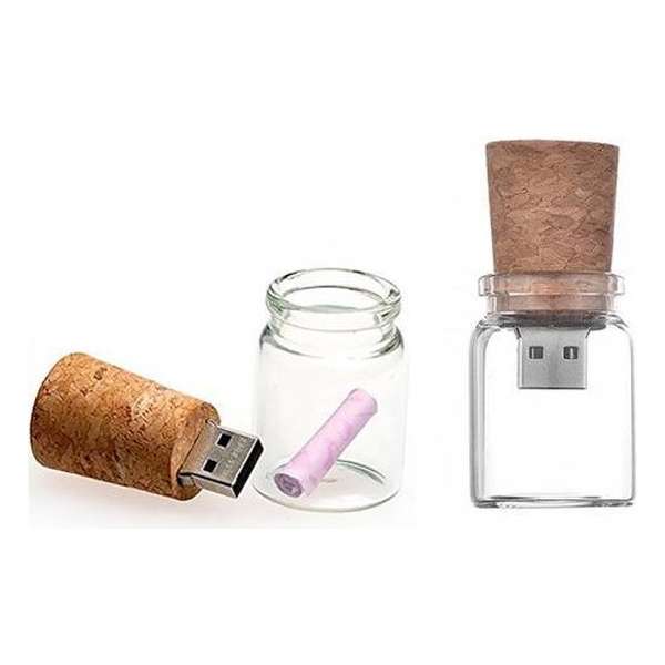 Glazen fles met kurk usb stick 32gb