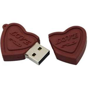 Chocolade hart usb stick 8GB -1 jaar garantie – A graden klasse chip