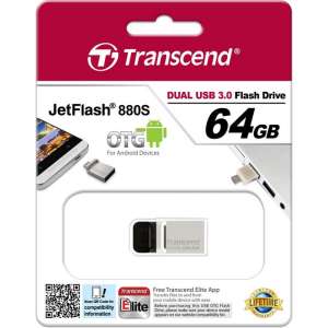 Transcend OTG JetFlash 880S - USB-stick - 64 GB