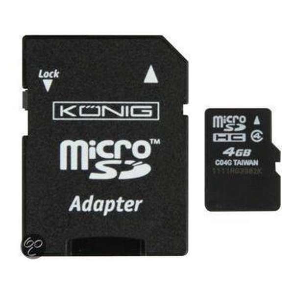 König Micro SD Geheugenkaart Klasse 4 - 4 GB