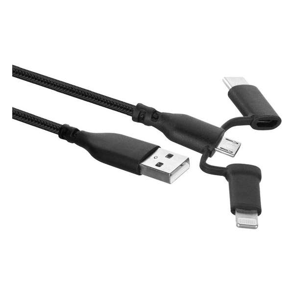 Ewent EW1376 USB-kabel 1 m USB A Micro-USB A Zwart