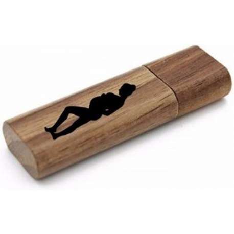 Walnoot hout usb stick met naam, tekst of logo bedrukken