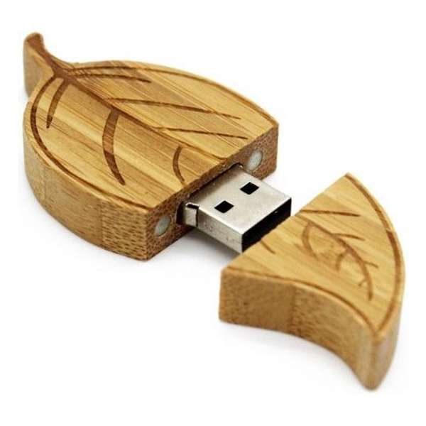 Hout blad usb stick 64GB -1 jaar garantie – A graden klasse chip Hout blad usb stick 64GB -1 jaar garantie – A graden klasse chip