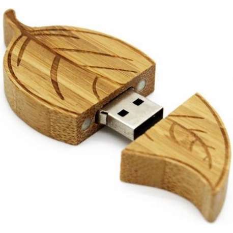 Hout blad usb stick 64GB -1 jaar garantie – A graden klasse chip