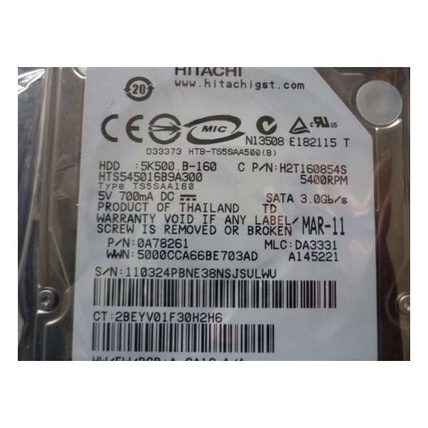 HP Printer hard drive Hitachi Travelstar 5K500.B 160GB CK837-67034