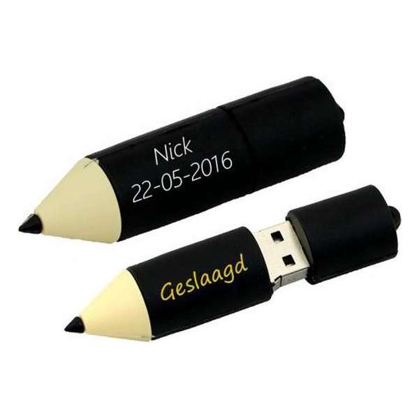 Potlood usb stick met naam of tekst bedrukken