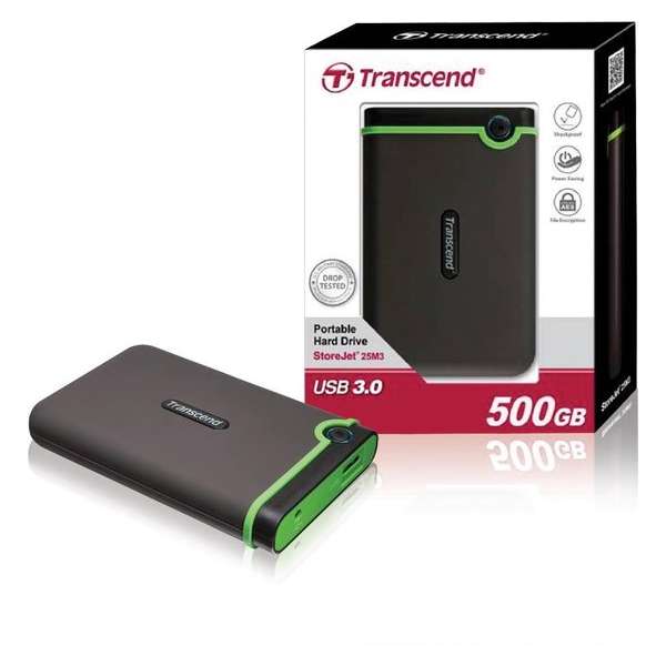 Transcend StoreJet 25M3 500GB - Externe harde schijf / Grijs