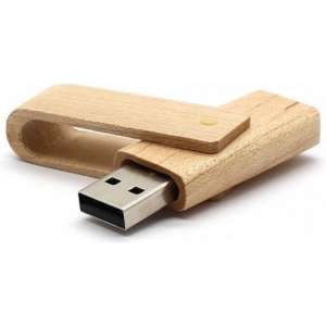 Uitklap hout usb stick 16gb -1 jaar garantie – A graden klasse chip - bamboe twister