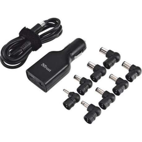 Trust 18507 Plug & Go 90 Watt Micro Notebook, Ultrabook & iPad-adapter voor in de auto - Zwart
