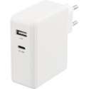 DELTACO USBC-AC127 USB-C Wandlader 45W Power Delivery en USB-A poort 12W - Wit