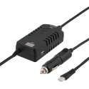 DELTACO SDR-90WDU, Universele Autolader voor Laptops, 15-20V 4,66A 90W, LED Display, Verschillende Connectors, USB Poort, Zwart