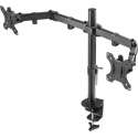 NÖRDIC GAME-N1000, dubbele monitor arm - beugel voor 13 tot 27 Inch schermen, draai- kantelbare en zwenkbaar - zwart