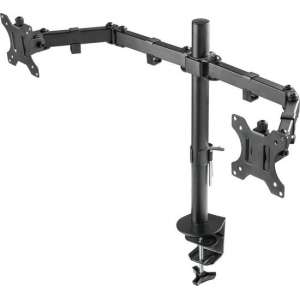NÖRDIC GAME-N1000, dubbele monitor arm - beugel voor 13 tot 27 Inch schermen, draai- kantelbare en zwenkbaar - zwart