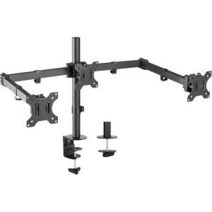 NÖRDIC GAME-N1001, Triple monitor desk mount, van 13"-27", VESA 75x75 - VESA 100x100, kantelbaar, draaibaar en zwenkbaar, Zwart