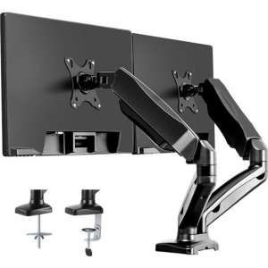 Douxe FM-SPM2 - Dubbele Gasgedreven Monitorbeugel - Monitor Arm 13-27 Inch - Full Motion voor op Kantoor en Thuis - Zwart