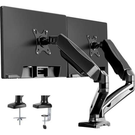 Douxe FM-SPM2 - Dubbele Gasgedreven Monitorbeugel - Monitor Arm 13-27 Inch - Full Motion voor op Kantoor en Thuis - Zwart