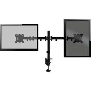 Platinet Omega OUPC024D Dubbele monitor arm voor bureaus en tafels, voor twee 13 tot 27 inch schermen, Vesa standaard, zwart