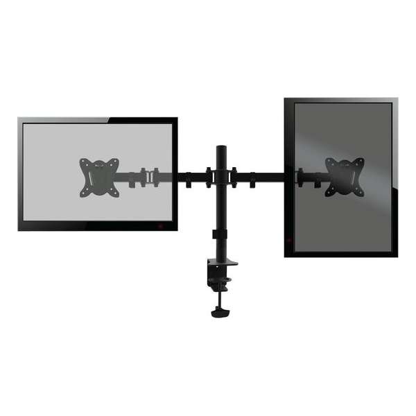 Platinet Omega OUPC024D Dubbele monitor arm voor bureaus en tafels, voor twee 13 tot 27 inch schermen, Vesa standaard, zwart