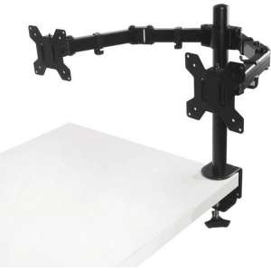 Monitor Arm Universeel 2 schermen Zwart - VESA 75x75 - VESA 100x100 - Kantelbaar en zwenkbaar - Monitoren aan bureau of tafel