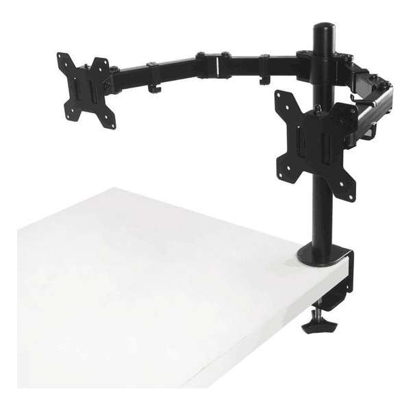 Monitor Arm Universeel 2 schermen Zwart - VESA 75x75 - VESA 100x100 - Kantelbaar en zwenkbaar - Monitoren aan bureau of tafel