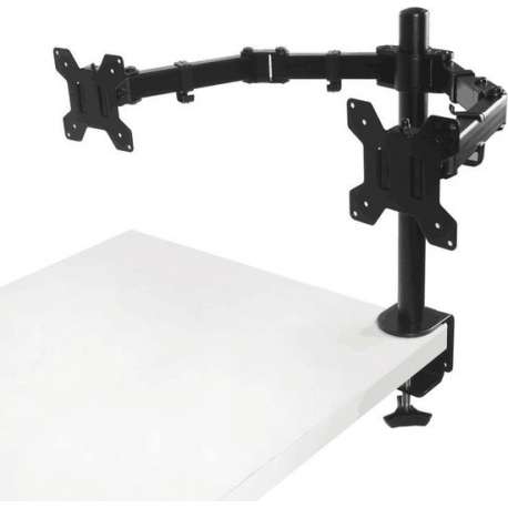 Monitor Arm Universeel 2 schermen Zwart - VESA 75x75 - VESA 100x100 - Kantelbaar en zwenkbaar - Monitoren aan bureau of tafel