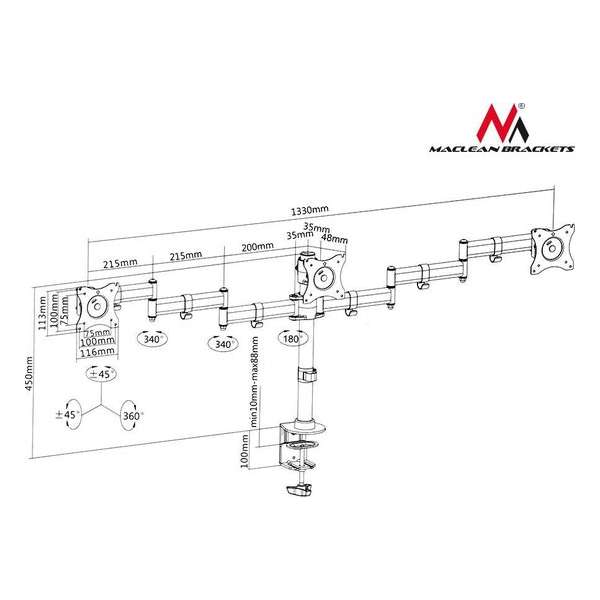Triple monitor desk mount