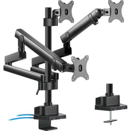 Bureauhouder voor 3 LCD LED-monitoren met 2x USB 3.0 Maclean MC-811 17-27 "3x7kg vesa 75x75 en 100x100