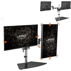 Urbo Nes ergonomische monitorarm met standaard en VESA voor op het bureau, voor schermen tot 68 (27 inch)